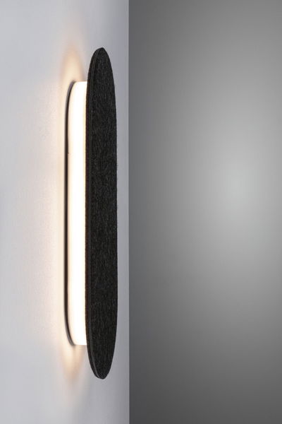 Modern wall lamp with black felt and warm white LED light for stylish room illumination