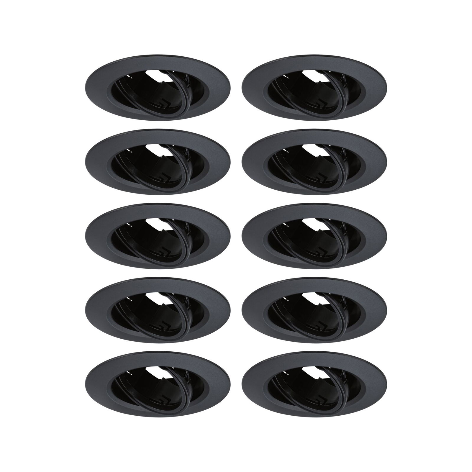 Recessed luminaire 10 pack Swivelling round 90mm 30° GU10 max. 10x10W 230V dimmable Black