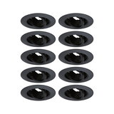 Zehn schwarze Einbaustrahler aus Metall mit schwenkbarem Einsatz für flexible LED-Beleuchtung