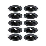 Lot de dix spots encastrés noirs en métal avec inserts orientables pour éclairage LED flexible