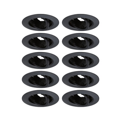 Lot de dix spots encastrés noirs en métal avec inserts orientables pour éclairage LED flexible