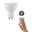 230 V Standard 3-Step-Dim LED Reflector GU10 Choose White Switch GU10 230V 3x470lm 3x5,9W White Switch White White GU10 LED bulb with color temperature switch and hand pressing white light switch for control