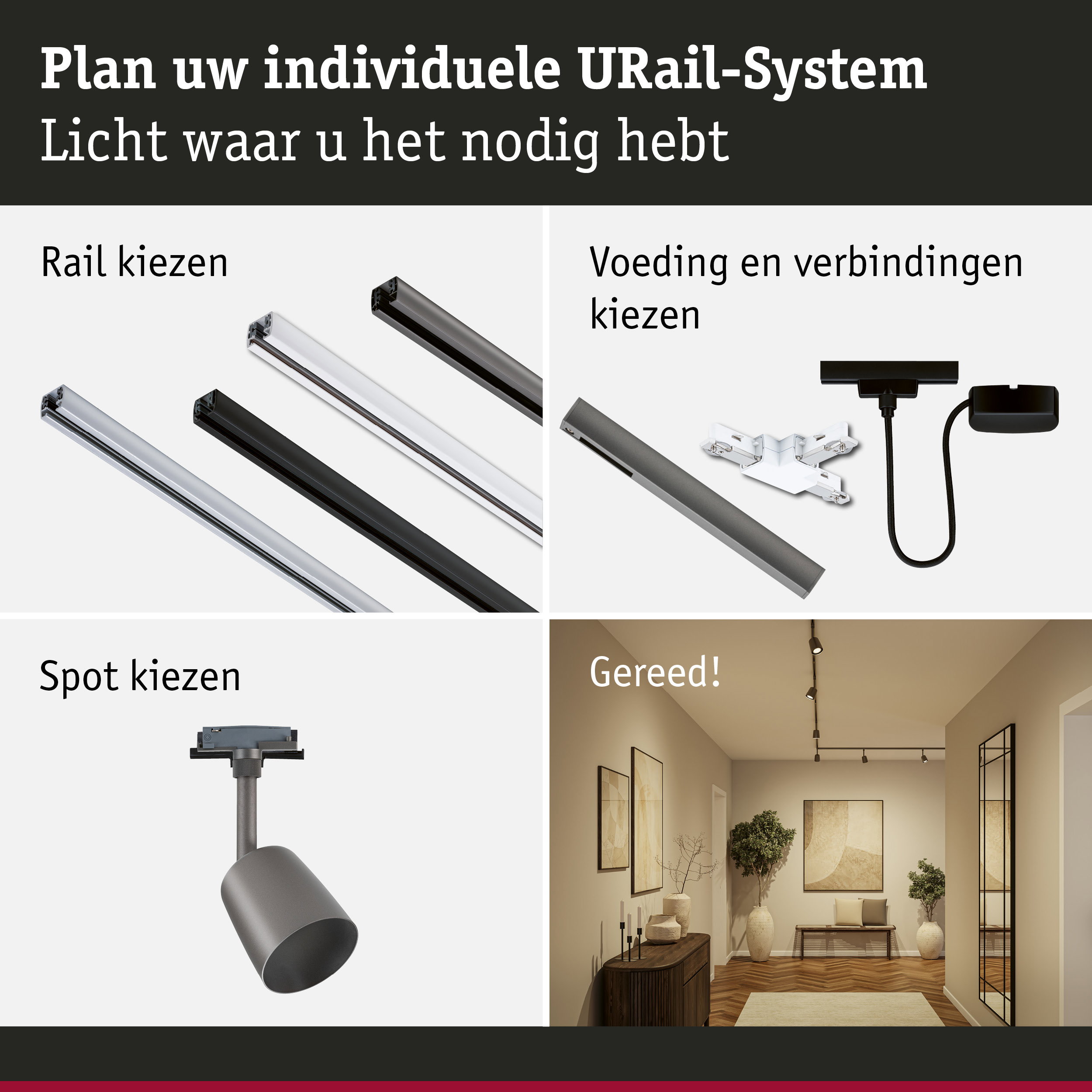 URail Railspot Cover Losse spot GU10 max. 10W dimbaar 230V Titaanium