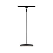 Czarna lampa wisząca LED z okrągłym kloszem z tworzywa sztucznego do nowoczesnego oświetlenia wnętrz