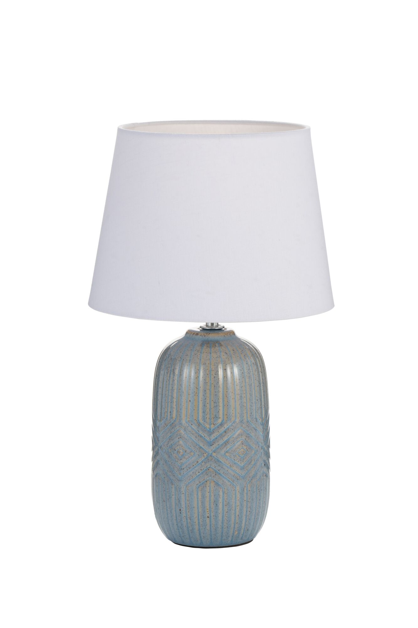 Pauleen Table luminaire Glowing Hug E14 max. 20W White/Grey-blue Table lamp with blue-gray ceramic base and white fabric shade for home lighting