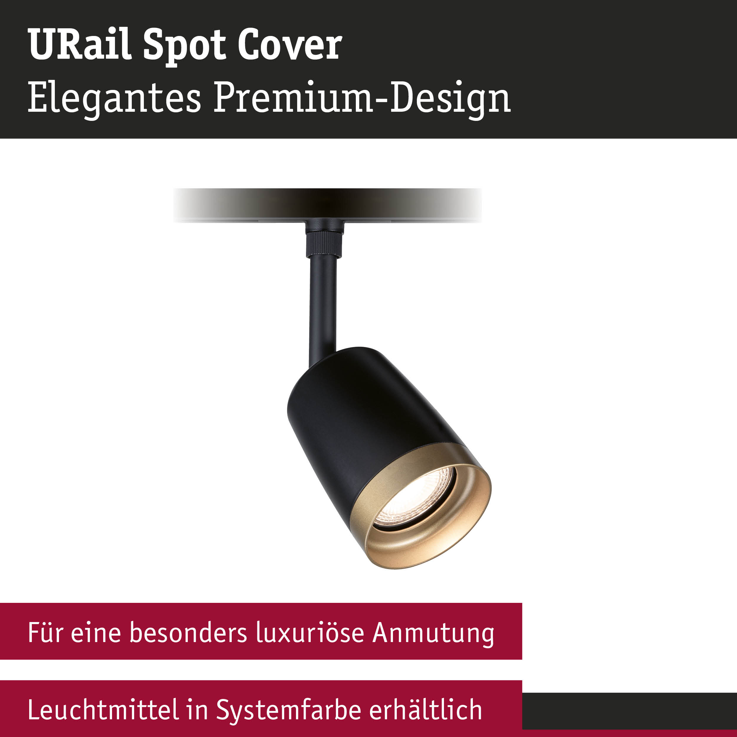 URail Spot Cover in Schwarz und Gold mit elegantem Premium-Design für moderne Beleuchtung