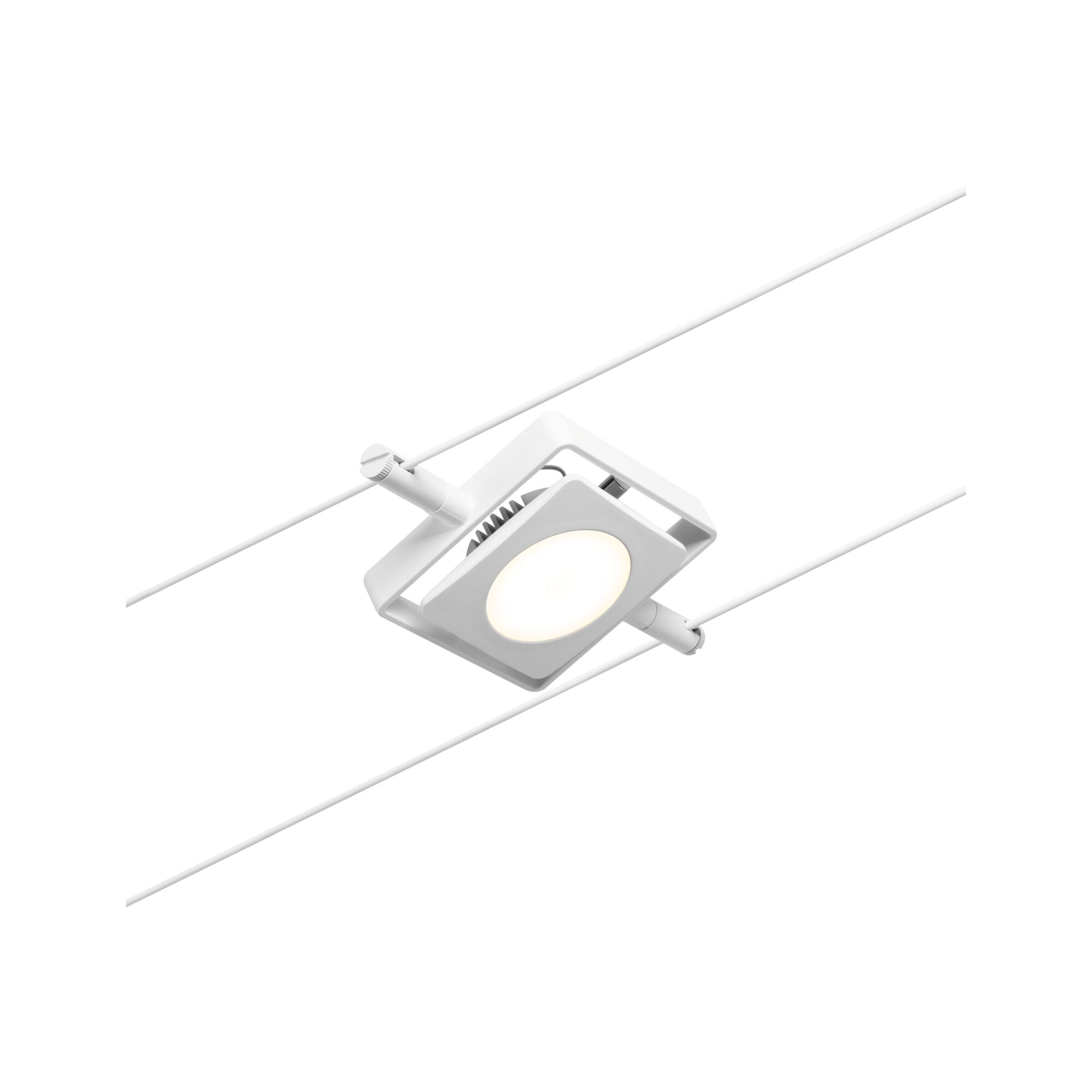 Witte LED-kabelspot met vierkante metalen behuizing voor moderne verlichtingssystemen