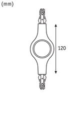 Technische tekening van een onderdeel van 120 mm lang, zwart-witte omtrek, maat in millimeters