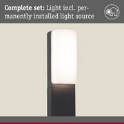 Modern black outdoor wall light with white diffuser, including permanently installed light source