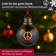 Batterieleuchte Weihnachtskugel Peace Braun, Gold 100mm 2200K