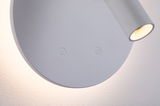 Grey LED wall lamp with round base and two touch switches for modern lighting design