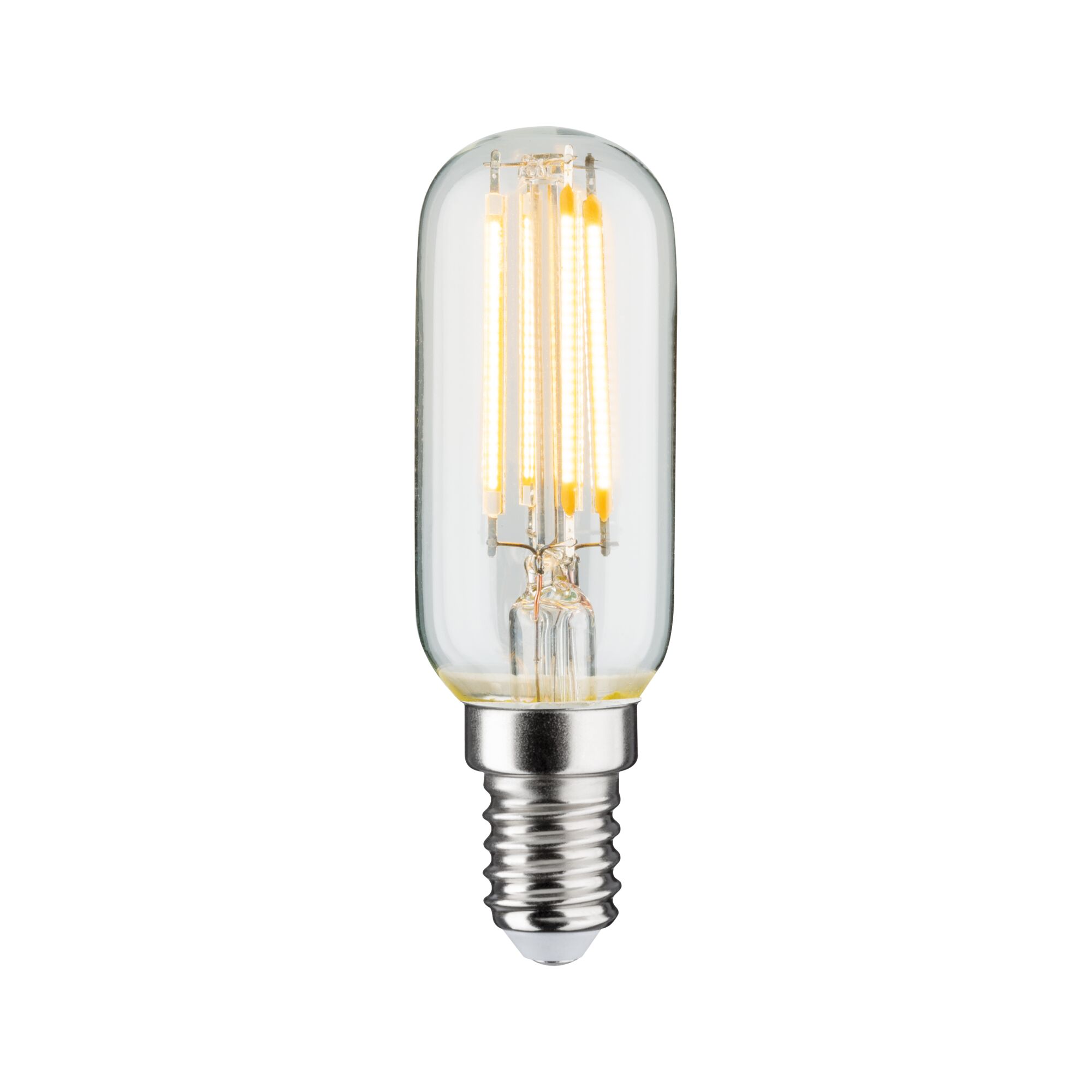 Filament 230V LED Röhre E14 470lm 4,8W 2700K dimmbar Klar LED-Leuchtmittel mit transparentem Glas und warmweißem Licht, energiesparende Glühbirne für Zuhause.