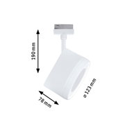 Weißer LED-Spot aus Kunststoff mit 190 mm Höhe und 123 mm Durchmesser für Schienensysteme