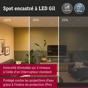 Spot encastré LED Gil dimmable sur 3 niveaux avec indice de protection IP44 contre projections d'eau
