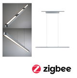 Moderne zilverkleurige aluminium LED-hanglamp met warm wit licht en Zigbee slimme bediening