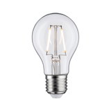 Ampoule LED classique avec verre transparent et base argentée pour un éclairage économique