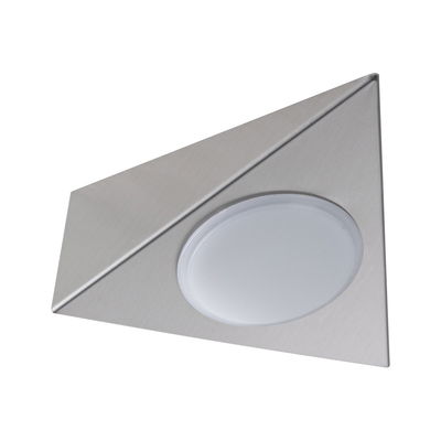 Triangular LED recessed light in brushed stainless steel with white diffuser for modern lighting