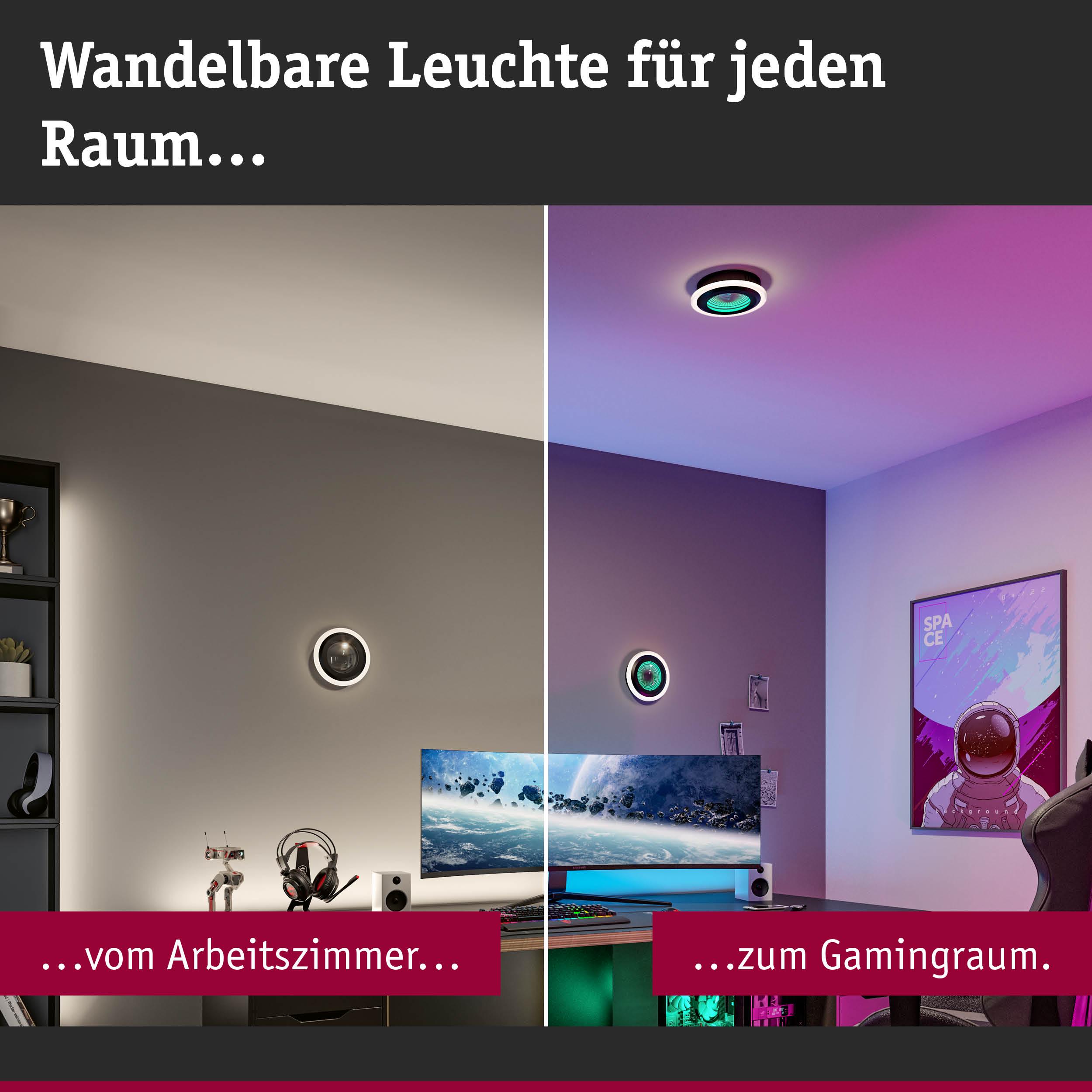 Wandelbare LED-Deckenleuchte in Schwarz-Weiß für Arbeits- und Gamingraum mit moderner Beleuchtung