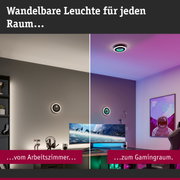 Wandelbare LED-Wandlampen in Schwarz-Weiß für Arbeits- und Gamingraum mit farbiger Lichtsteuerung