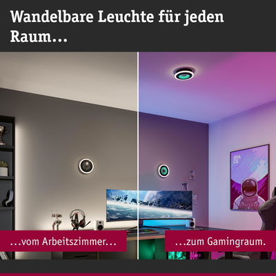 Wandelbare LED-Deckenleuchte in Schwarz-Weiß für Arbeits- und Gamingraum mit moderner Beleuchtung
