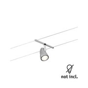 Moderner silberner LED-Seilstrahler aus Metall mit verstellbarem Spot für flexible Beleuchtung