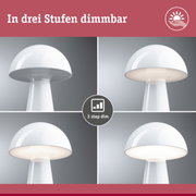 Weiße Tischlampe aus Kunststoff mit dreistufiger Dimmfunktion für stimmungsvolle Beleuchtung