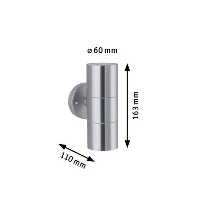 Cilindervormige wandlamp van roestvrij staal, 163 mm hoog, 60 mm diameter, moderne buitenverlichting