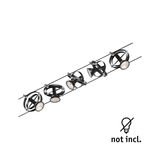 Schwarzes Seilsystem mit fünf verstellbaren LED-Strahlern aus Metall ohne Leuchtmittel.