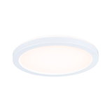 Plafonnier LED rond blanc avec lumière blanc chaud et design moderne pour espaces de vie.