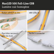 Bande LED MaxLED 500 COB 480 LEDs/m jaune, ruban adhésif, facile à raccourcir et connecter