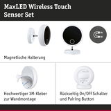 MaxLED Wireless Touch Sensor Set mit magnetischer Halterung, 3M-Kleber und On/Off-Schalter für smarte Lichtsteuerung