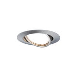 Round adjustable recessed spotlight in brushed silver aluminum for modern LED lighting solutions