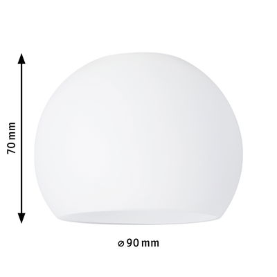 White glass lampshade with 90 mm diameter and 70 mm height for LED lighting fixtures