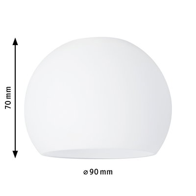 White glass lampshade with 90 mm diameter and 70 mm height for LED lighting fixtures