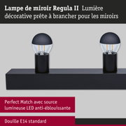 Kit Éclairage de miroir Regula II ampoules incluses 4-flammes E14 2700K 4x250lm 230V 4x2,5W gradable Noir/Calotte réflectrice en noir mat