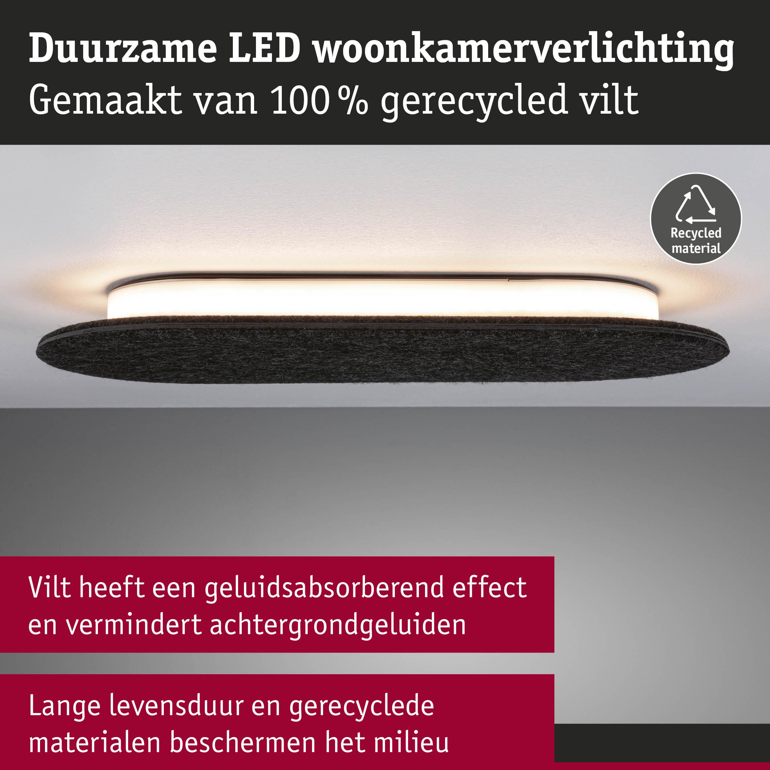 Duurzame LED-woonkamerverlichting van 100% gerecycled donkergrijs vilt met geluidsabsorberende werking