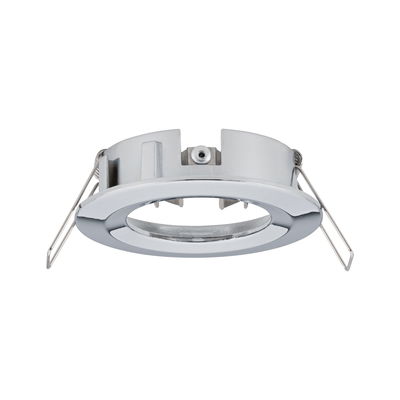 Round recessed spotlight in chrome metal with spring clips for ceiling installation, LED compatible