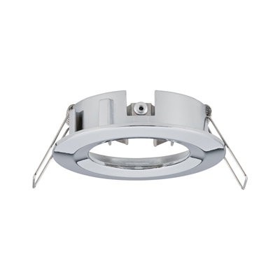 Round recessed spotlight in chrome metal with spring clips for ceiling installation, LED compatible