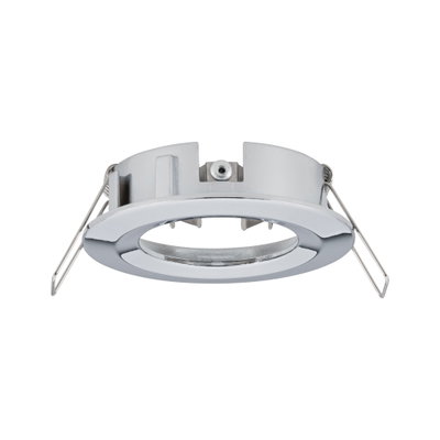 Round recessed spotlight in chrome metal with spring clips for ceiling installation, LED compatible