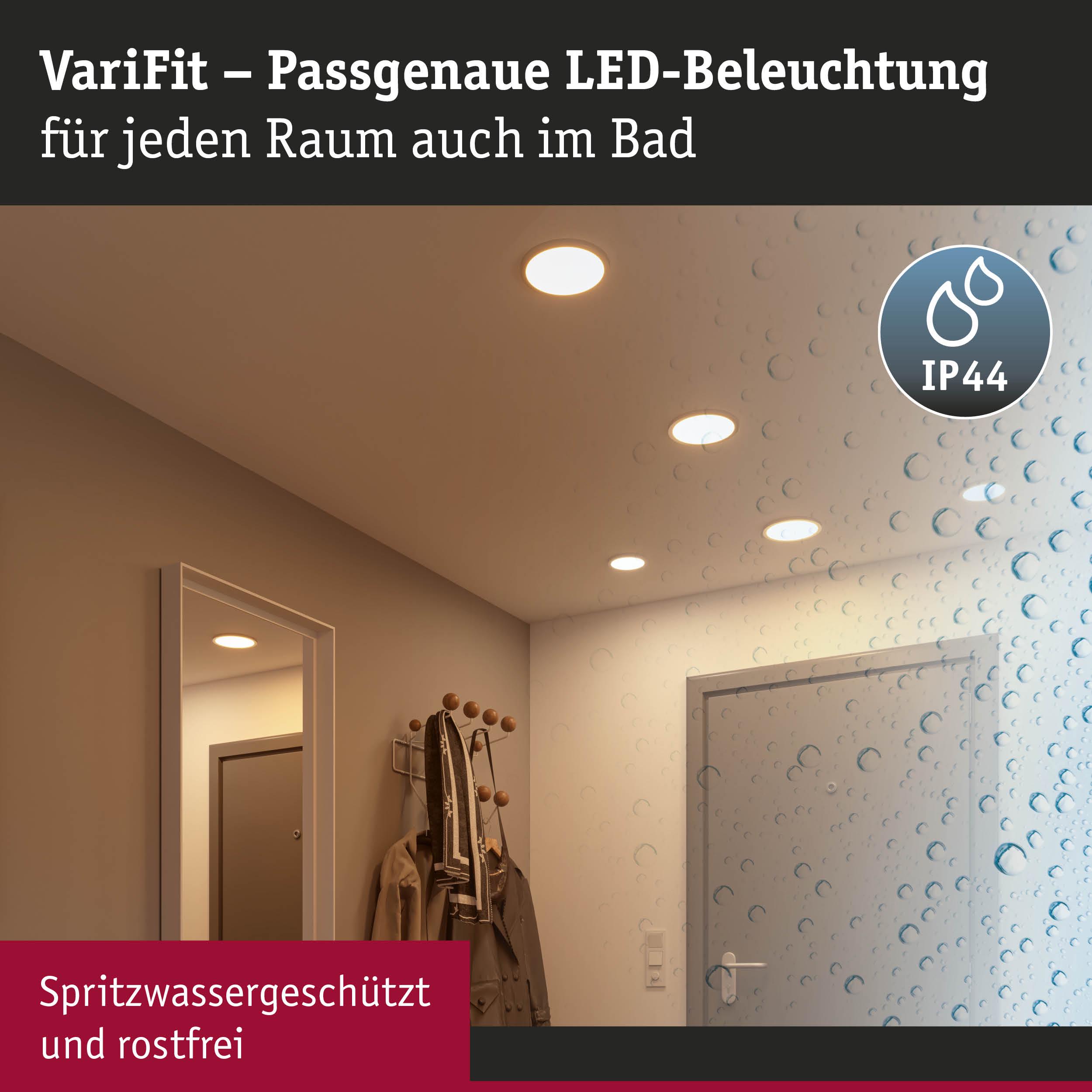 VariFit LED-Einbaustrahler in Weiß mit IP44 Schutz für Badezimmer und feuchte Räume