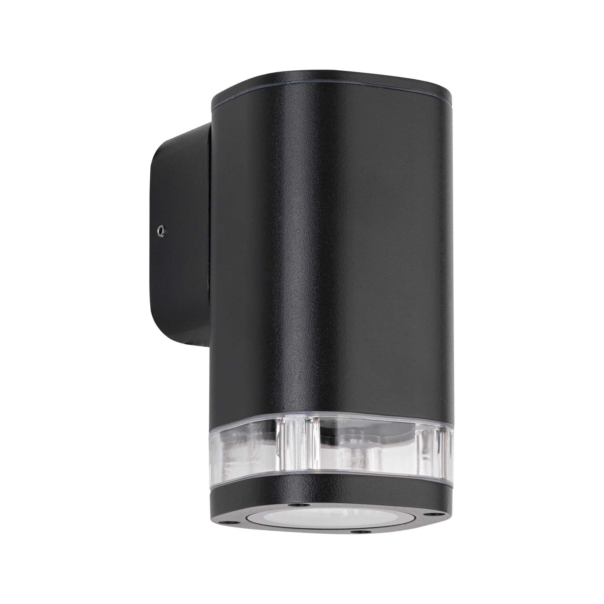 Schwarze Aluminium-Wandleuchte mit klarem Glasabschnitt, moderne Außenbeleuchtung LED.