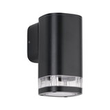 Schwarze Aluminium-Wandleuchte mit klarem Glasabschnitt, moderne Außenbeleuchtung LED.