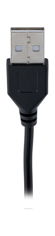 Black USB-A cable with metal connector for data transfer and power supply