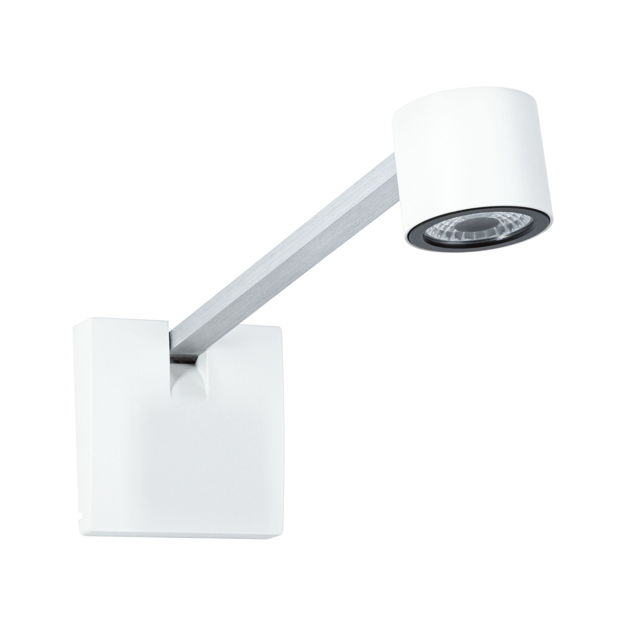 Moderner weißer LED-Wandstrahler mit Aluminiumarm für gezielte Beleuchtung im Wohnbereich