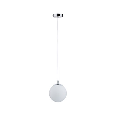Moderne hanglamp met wit glas en chromen houder voor stijlvolle verlichting