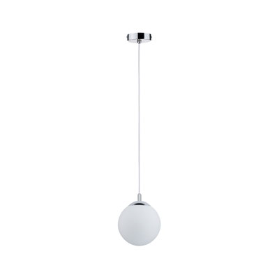 Suspension moderne avec verre blanc et support chromé pour un éclairage élégant
