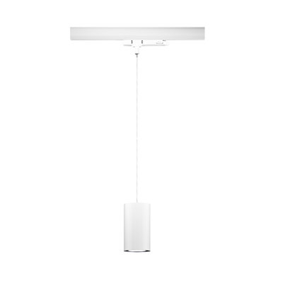 Moderner weißer LED-Pendelleuchte mit zylindrischem Aluminium-Schirm und Schienensystem für Innenräume