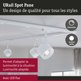 Spot LED URail Spot Pane blanc avec lumière blanche neutre dimmable fixé au plafond