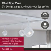 Spot LED URail Spot Pane blanc sur rail avec lumière blanche neutre dimmable pour intérieur moderne