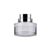 Modern ceiling spotlight made of clear glass with chrome metal ring for LED lighting